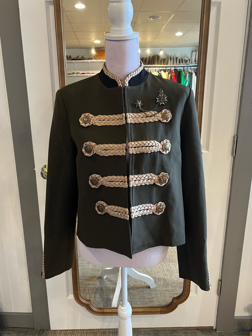 Carlton crest braided military jacket